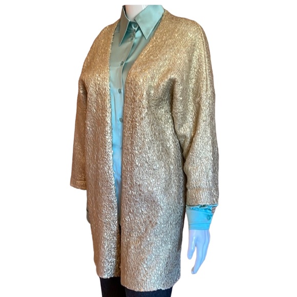 EYE DOLL Open front, metallic textured golden wheat colored jacket, S/M, EUC - Picture 1 of 11